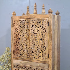 Indian Hand Carved Solid Wood Home Temple Natural 85x40x180 cm