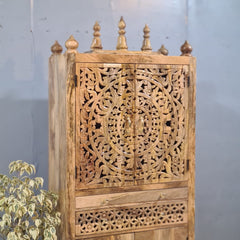 Indian Hand Carved Solid Wood Home Temple Natural 85x40x180 cm
