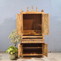 Indian Hand Carved Solid Wood Home Temple Natural 85x40x180 cm