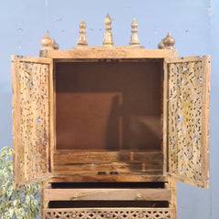 Indian Hand Carved Solid Wood Home Temple Natural 85x40x180 cm