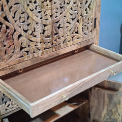 Indian Hand Carved Solid Wood Home Temple Natural 85x40x180 cm
