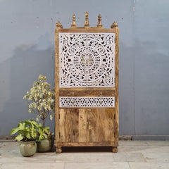 Indian Hand Carved Solid Wood Home Temple 85x40x180 cm