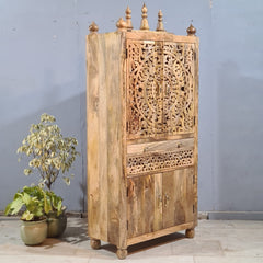 Indian Hand Carved Solid Wood Home Temple Natural 85x40x180 cm
