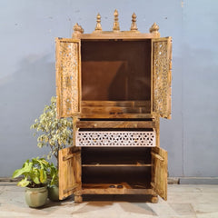 Indian Hand Carved Solid Wood Home Temple 85x40x180 cm