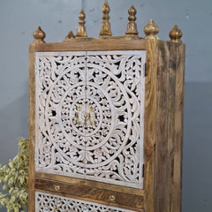 Indian Hand Carved Solid Wood Home Temple 85x40x180 cm