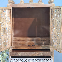 Indian Hand Carved Solid Wood Home Temple 85x40x180 cm