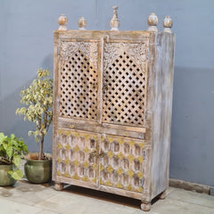 Indian Hand Carved Solid Wood Home Temple 90x40x150 cm