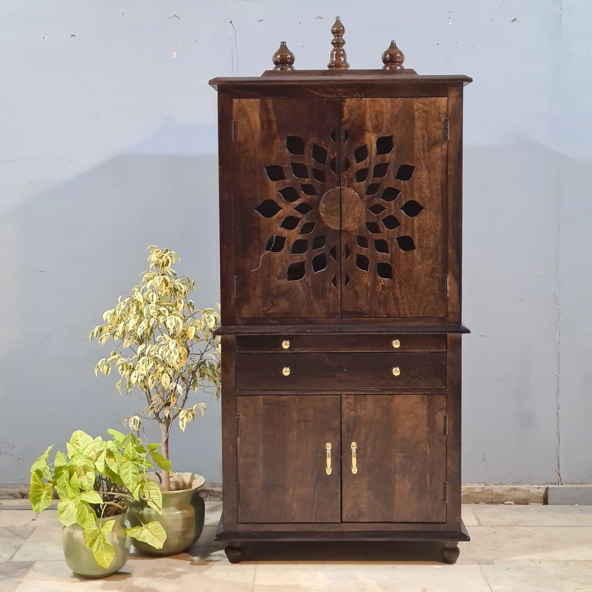 Indian Hand Carved Solid Wood Home Temple 82x50x178 cm