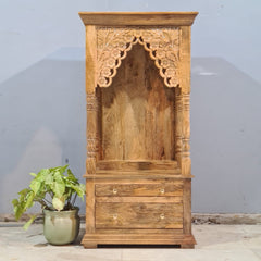 Indian Hand Carved  Solid Mango Wood Home Temple 65x50x130 cm