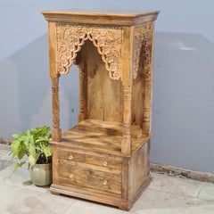 Indian Hand Carved  Solid Mango Wood Home Temple 65x50x130 cm