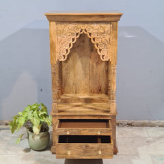 Indian Hand Carved  Solid Mango Wood Home Temple 65x50x130 cm