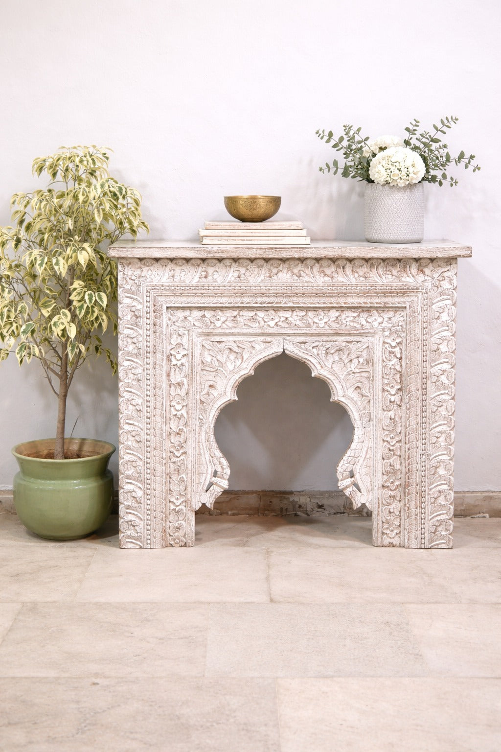 Mehrab Indian Hand Carved Jali Hall Console Table 90x40x80 cm
