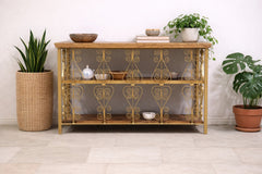 Angle Industrial Iron and Mango Wood Hall Console Table 125x42x75 cm