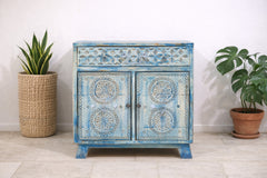 Indian Furniture Hand Carved Solid Wood Small Cabinet 60x40x65 Cm