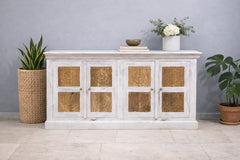 Hand Carved Solid Wood Sideboard White 160X40X80 cm