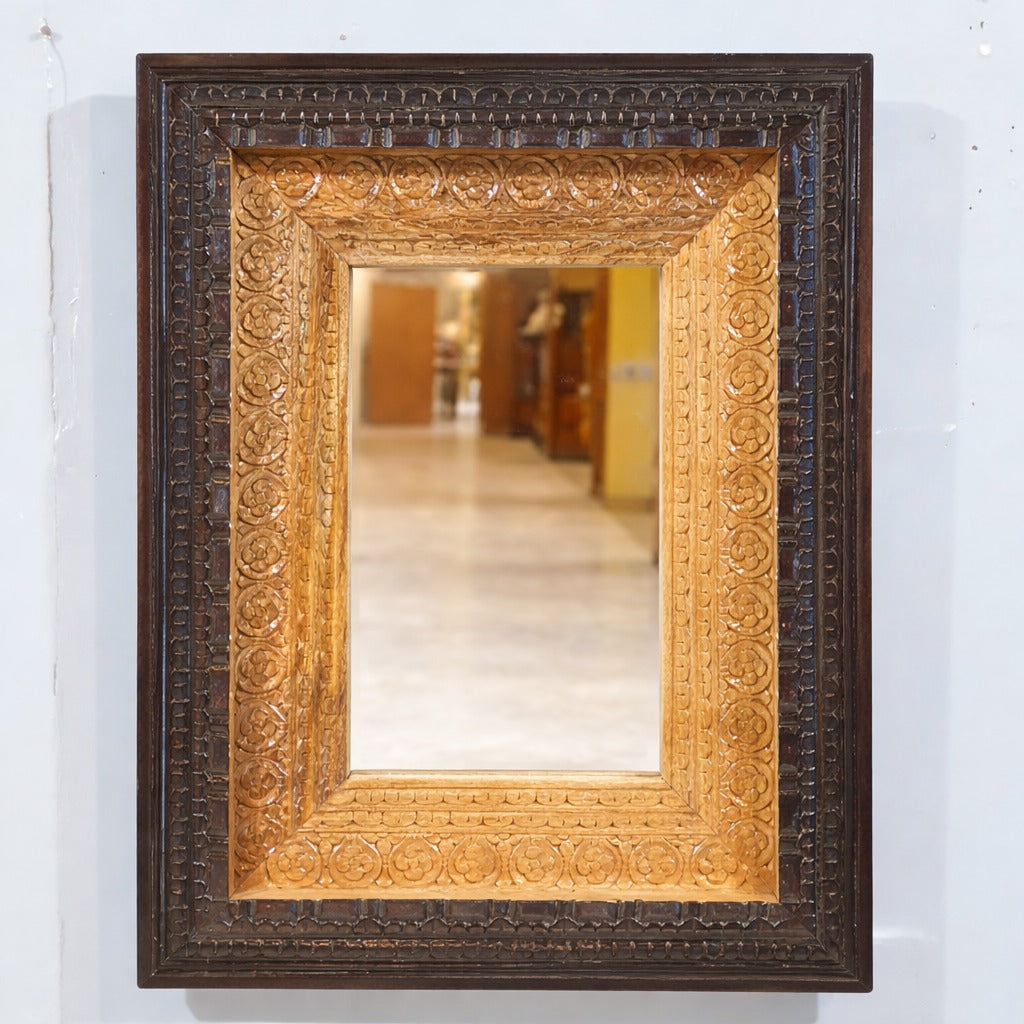 Mehrab Hand Carved Solid Wooden Mirror Frame 60x6x80 cm