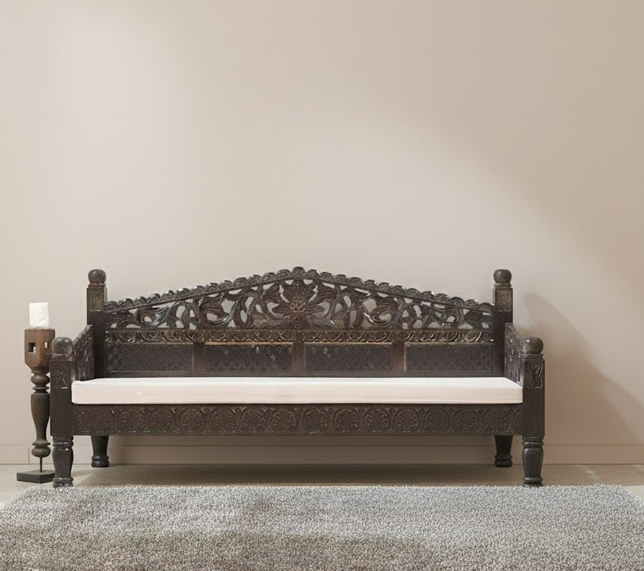 Mughal Garden Hand Carved Balinese Daybed 180X80X85 cm