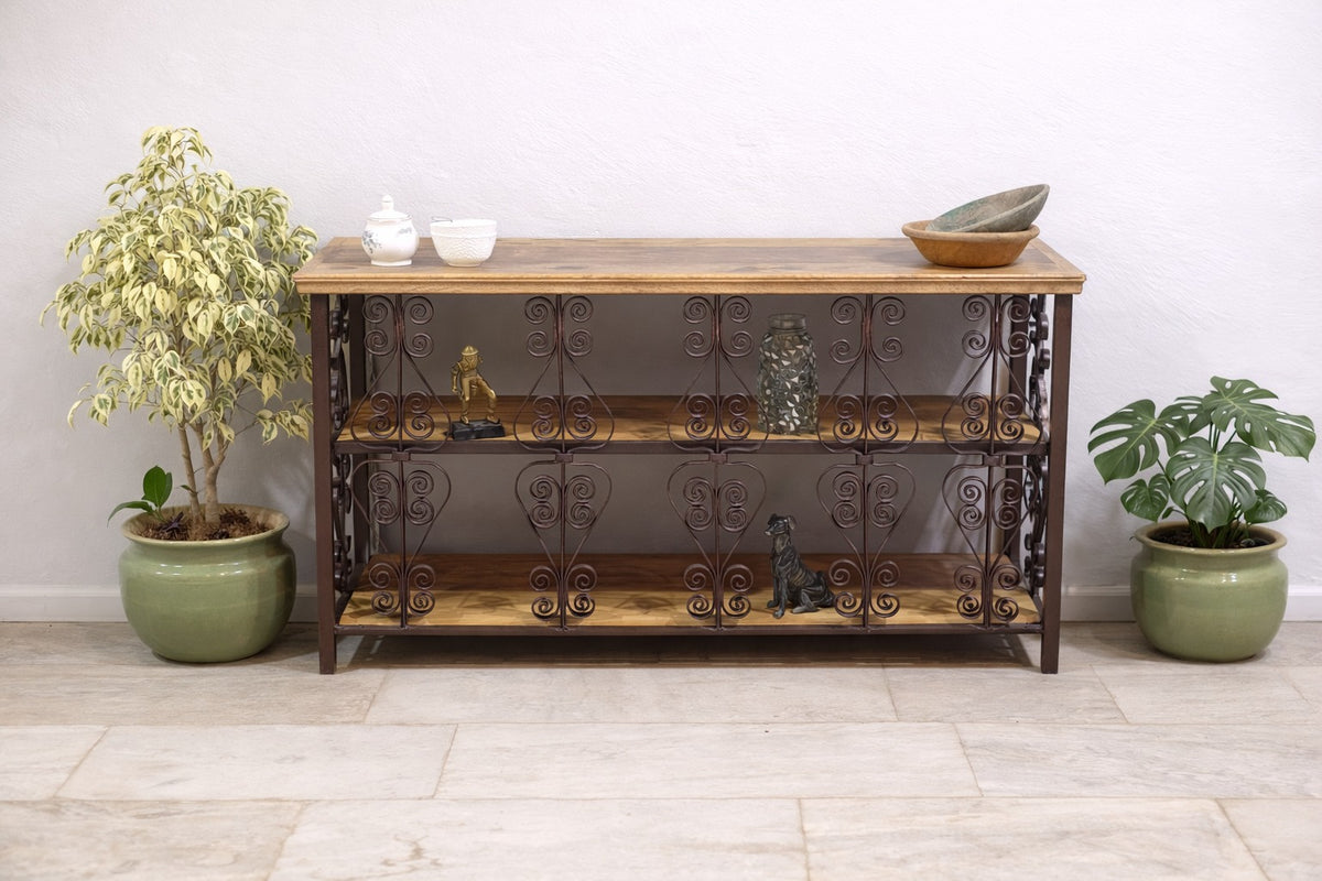 Angle Industrial Iron and Mango Wood Hall Console Table 125x42x75 cm