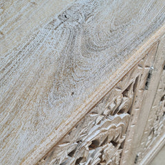 Hand Carved Solid Wood Sideboard White 170X40X90 cm