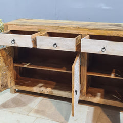 Hand Carved Solid Wood Sideboard White 150X40X90 cm