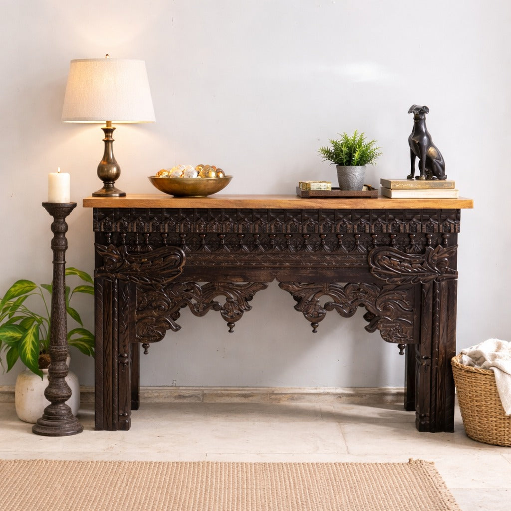 Indian Hand Carved Hall Console Table 90x40x80 cm
