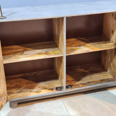 Hand Carved Solid Wood 3 Door Sideboard Grey 170x40x85 cm