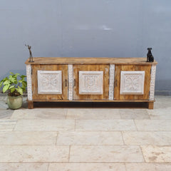 Indian Hand Carved Solid Hard Wood TV Unit 180x40x75 cm