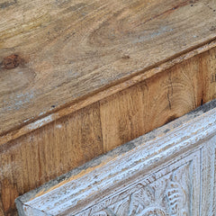 Indian Hand Carved Solid Hard Wood TV Unit 180x40x75 cm