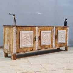 Indian Hand Carved Solid Hard Wood TV Unit 180x40x75 cm