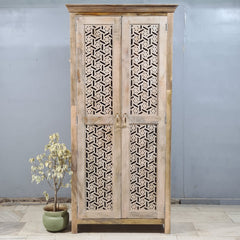 Indian Hand Carved Cabinet Wardrobe 110X45X230 cm