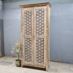 Indian Hand Carved Cabinet Wardrobe 110X45X230 cm