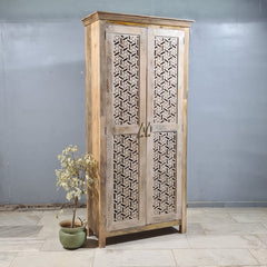 Indian Hand Carved Cabinet Wardrobe 110X45X230 cm