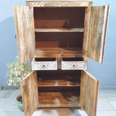 Hand Carved Cabinet Wardrobe White 90x40x180 cm