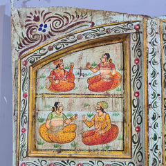 Indian Hand Painted Solid Wooden Door Panel Multicolour