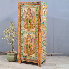Indian Furniture Hand Painted Solid Wood Cabinet 60X40X150 Cm