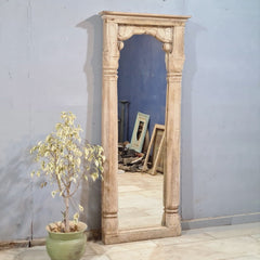 Hand Carved Solid Wooden Mirror Frame Natural 71X8X170 cm