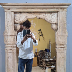 Hand Carved Solid Wooden Mirror Frame Natural 71X8X170 cm