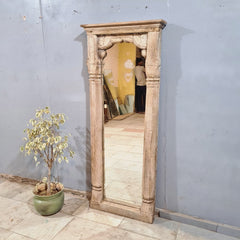 Hand Carved Solid Wooden Mirror Frame Natural 71X8X170 cm