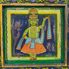 Indian Hand Painted Solid Wooden Door Panel Multicolour 80x6x180 cm