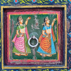 Indian Hand Painted Solid Wooden Door Panel Multicolour 80x6x180 cm