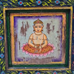 Indian Hand Painted Solid Wooden Door Panel Multicolour 80x6x180 cm