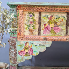 Hand Painted Solid Wood Console Table 156X40X92 cm