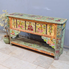 Hand Painted Solid Wood Console Table 156X40X92 cm