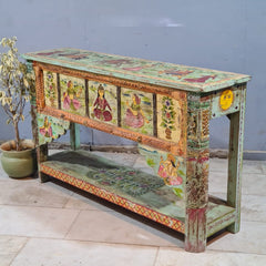 Hand Painted Solid Wood Console Table 156X40X92 cm