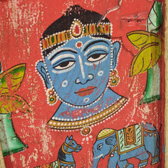 Indian Hand Painted Solid Wooden Door Panel Multicolour 86x5x180 cm