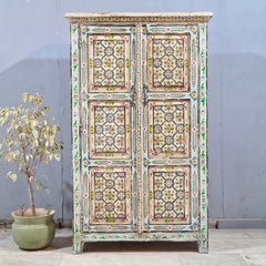 Indian Hand Painted Cabinet Wardrobe 90X40X150 cm