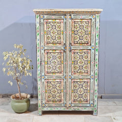 Indian Hand Painted Cabinet Wardrobe 90X40X150 cm