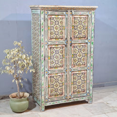 Indian Hand Painted Cabinet Wardrobe 90X40X150 cm