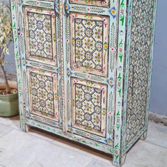 Indian Hand Painted Cabinet Wardrobe 90X40X150 cm