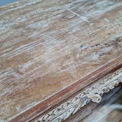 Indian Furniture Hand Carved Old Door Solid Wood Cabinet Natural 102X50X90 Cm